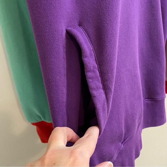 TEDDY FRESH Sweatshirt Mens Large Hoodie Color Block Hooded Pockets Multicolor - Picture 9 of 16